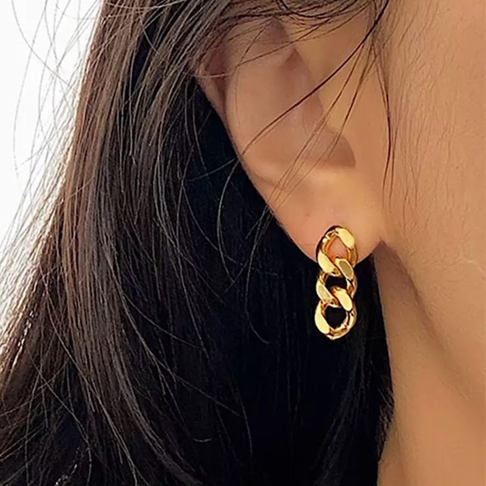 ⚜️[𝟯/$𝟭𝟴]⚜️Silver Chain Stainless Steel Drop Earrings NEW - Picture 5 of 9